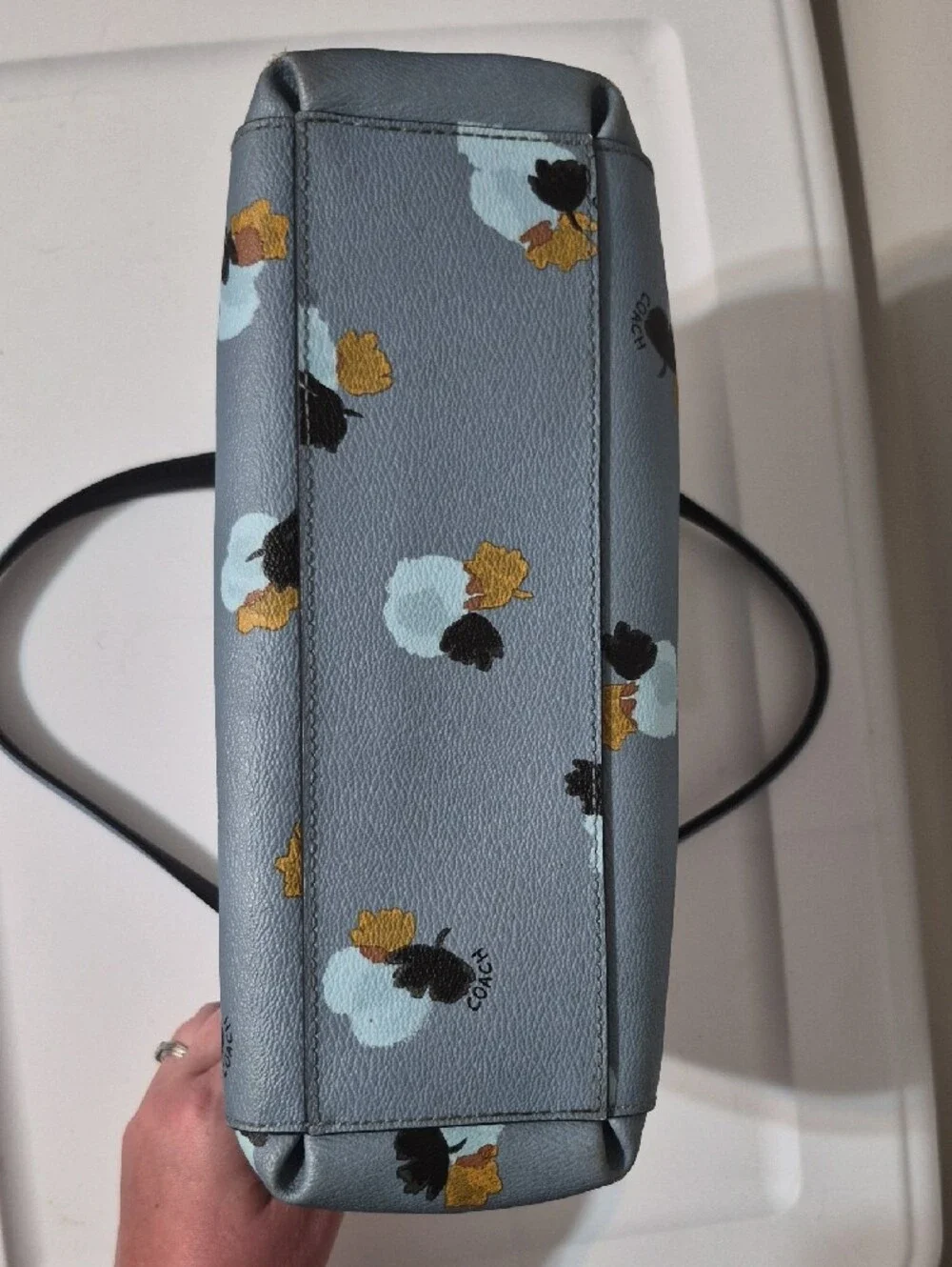 COACH Light Blue Floral Satchel with Gold Accents #B1780 38147